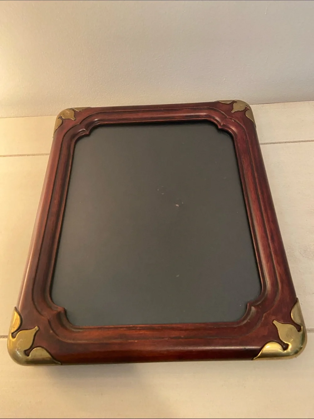 Vintage Campaign Style Wooden Picture Frame With Brass Corner Brackets 8”X10”